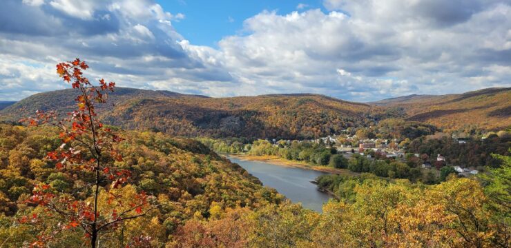 overlook of a river in the fall
