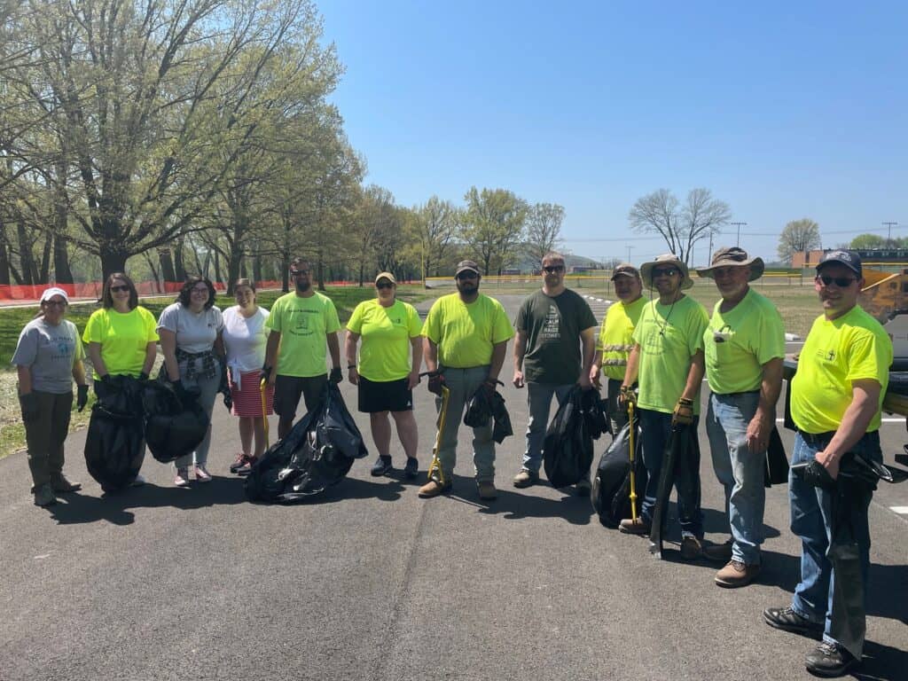 Town of Bloomsburg volunteers clean up around Bloomsburg Town Park