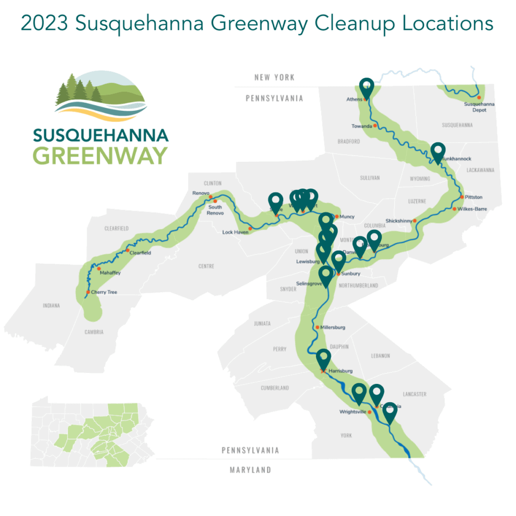 2023 Susquehanna Greenway Cleanup locations