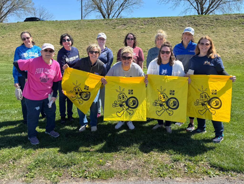 Penn College volunteers along the Lycoming Creek Bikeway in Williamsport