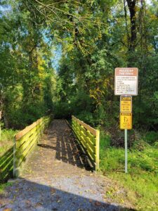 Highspire Reservoir boardwalk and park rules sign