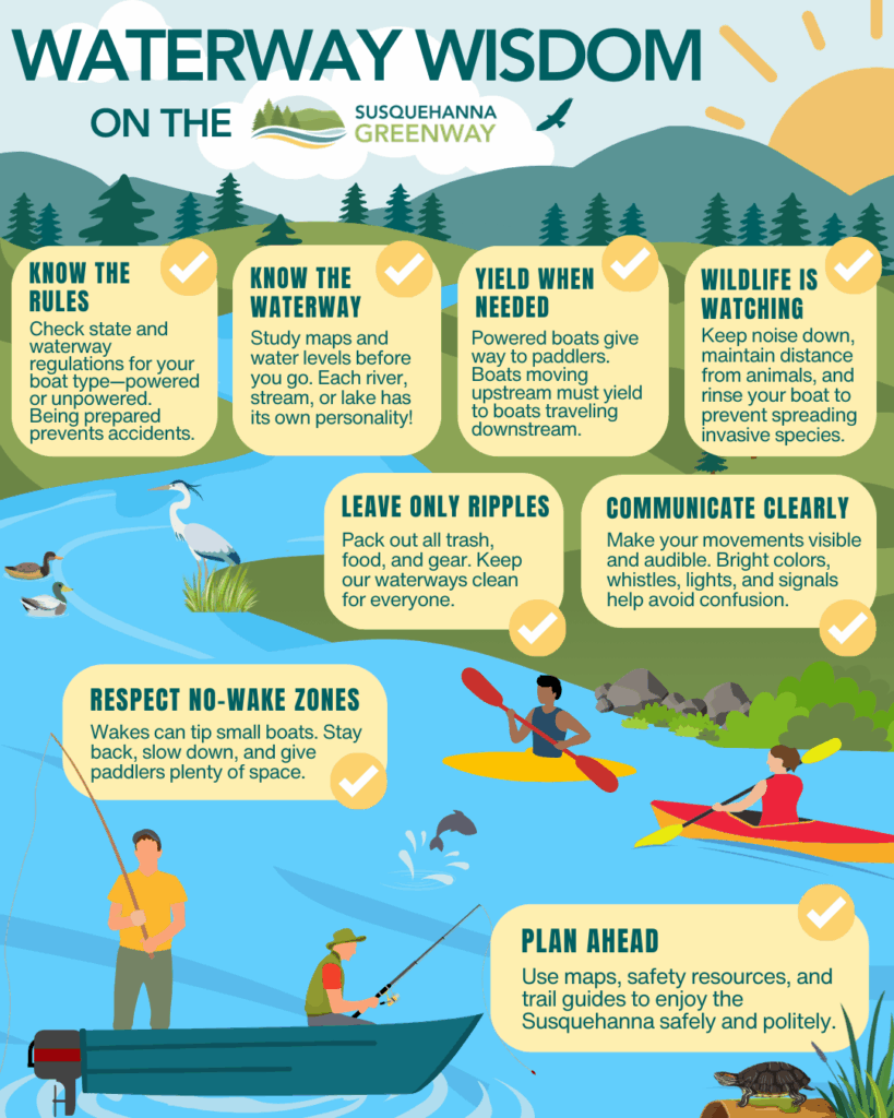 graphic showing the boating tips included in the article